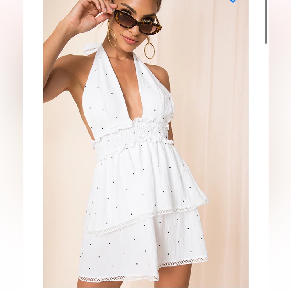COPY - Revolve Superdown Emilia Mini Dress - white polka dot, size small
